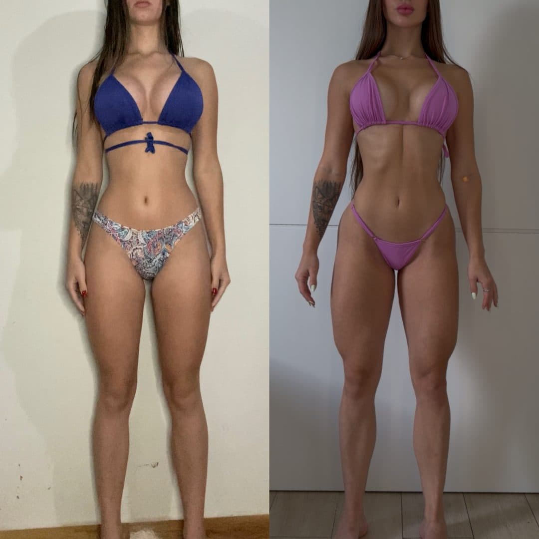 Taciane Eduarda, comparação de antes e depois, de frente